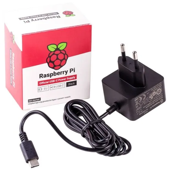 Raspberry Pi 4 Official 3A (15.3W) USB-C Power Supply (Black)